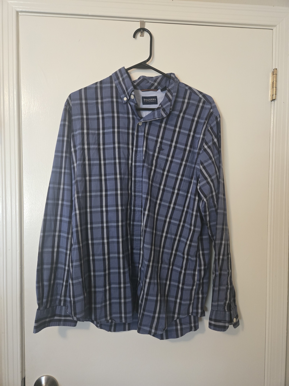 Dockers Blue and Navy Plaid Long-Sleeve Shirt